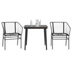 vidaXL 3-delige Tuinset poly rattan glas zwart, 2 zitplaatsen, Nieuw, Tuinset, Verzenden