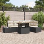 vidaXL 6-delige tuin dinerset met kussens zwart poly rattan, Verzenden, Nieuw, Rotan