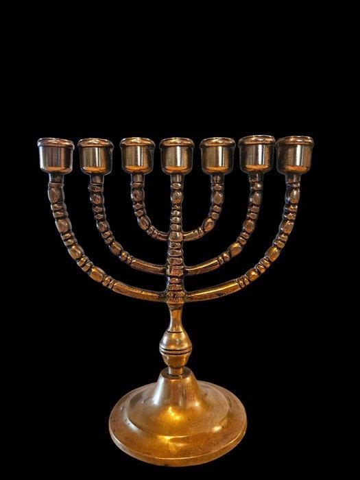 Kaarsenhouder - Verguld messing - Menorah en massief messing, Antiek en Kunst, Antiek | Boeken en Bijbels