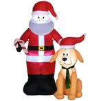 Kerstdecoratie, Kerstman Met Hond, Opblaasbaar, Groot, Incl., Diversen, Kerst, Verzenden, Nieuw