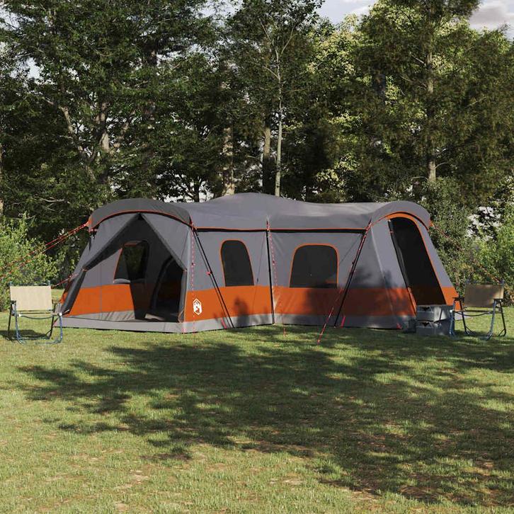 vidaXL Tent met dak met opslag Grijs en Oranje 680 x 510 x, Caravans en Kamperen, Tenten, Nieuw, Verzenden