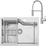 Spoelbak - Wasbak - Keuken - Graniet - 60x45 cm - Zilver - C, Huis en Inrichting, Verzenden, Zo goed als nieuw