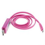 OTB data cable Micro-USB with animated running light Roze, Nieuw, Verzenden