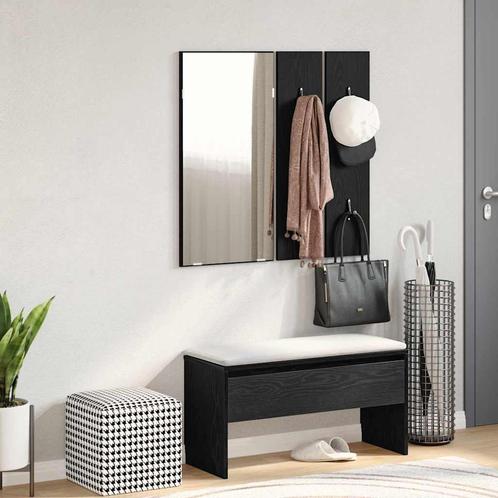 vidaXL Hal Meubelset 4 pcs Zwart eiken 80 x 30.5 x 40 cm, Huis en Inrichting, Banken | Voetenbanken en Poefen, Nieuw, Verzenden