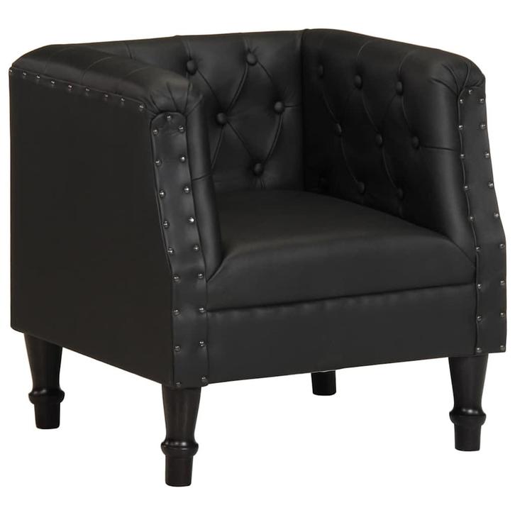 vidaXL Fauteuil echt leer zwart, Huis en Inrichting, Fauteuils, Nieuw, Verzenden