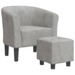Zachte Kuipstoel + Voetenbank | Lichtgrijs|Retourdeal, Huis en Inrichting, Fauteuils, Minder dan 75 cm, Nieuw, Ophalen of Verzenden