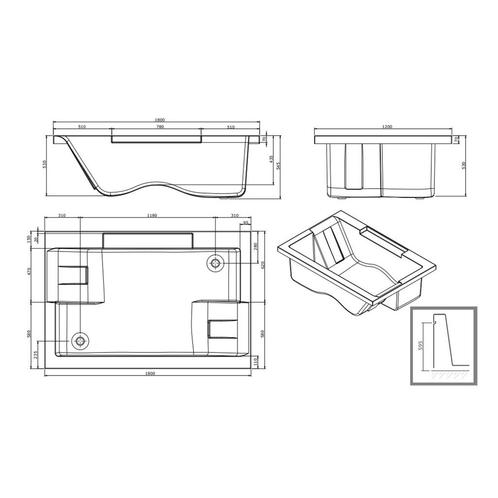 Whirlpool Sanindusa Twospace 180x120 cm met Hydropomp en, Doe-het-zelf en Verbouw, Sanitair, Ophalen of Verzenden