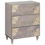 vidaXL Dressoir Grijs en Goud 60 x 33 x 75 cm Massief Mango, Verzenden, Nieuw