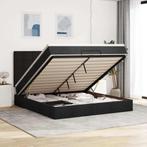 vidaXL Ottoman bed met matras en LEDs 160x200cm stof zwart, Verzenden, Zwart, 200 cm, Stof