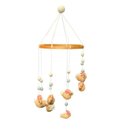 Vilten mobiel 15cm met Konijntjes - small NIEUW, Kinderen en Baby's, Kinderkamer | Inrichting en Decoratie, Nieuw, Ophalen of Verzenden