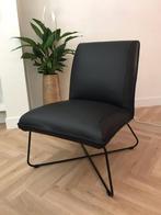Leren fauteuil zonder armleuning met kruisframe - zwart leer, Nieuw, Ophalen of Verzenden, Industrieel, 50 tot 75 cm
