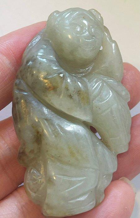 Nephriet-Jongen Paardrijden Hanger - Jade, Jade (niet, Antiek en Kunst, Antiek | Overige Antiek