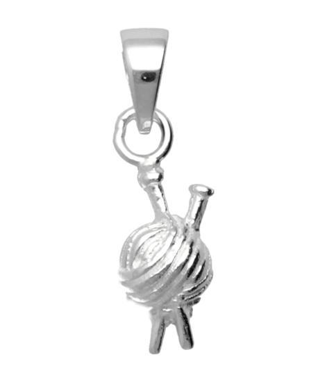 Zilveren Bolletje wol met breinaalden kettinghanger, Sieraden, Tassen en Uiterlijk, Kettinghangers, Verzenden