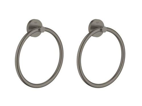 Veiling - 2x Grohe handdoekring Essentials hard graphite geb, Doe-het-zelf en Verbouw, Sanitair