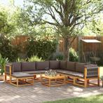vidaXL 9-delige Loungeset met kussens massief acaciahout, Verzenden, Nieuw, Hardhout, Loungeset