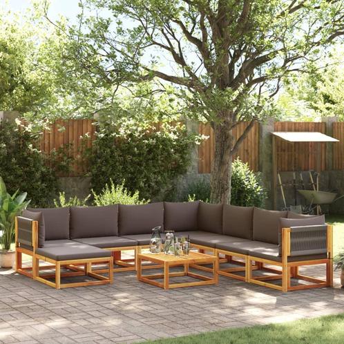 vidaXL 9-delige Loungeset met kussens massief acaciahout, Tuin en Terras, Tuinsets en Loungesets, Loungeset, Nieuw, Hardhout, Verzenden