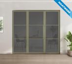 Enkele stalen taatsdeur met glaspaneel, 3 vlaks, olijfgroen,, Doe-het-zelf en Verbouw, Deuren en Horren, Nieuw, Metaal, Overige typen