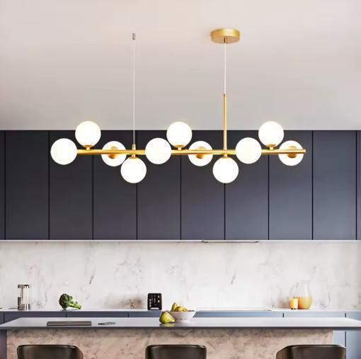 Moderne LED Hanglamp – Glas en Metaal Kroonluchter Eetkamer, Huis en Inrichting, Lampen | Hanglampen, Nieuw, Verzenden