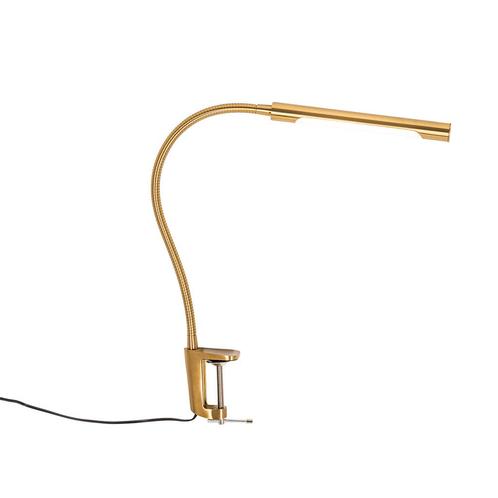 Klem bureaulamp messing incl. LED met touch dimmer - Lionard, Huis en Inrichting, Lampen | Tafellampen, Nieuw, Overige materialen