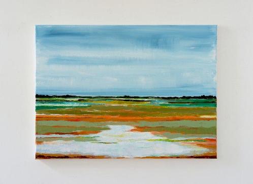 Matthieu van Riel - Polder (Orange-green), Antiek en Kunst, Kunst | Schilderijen | Modern