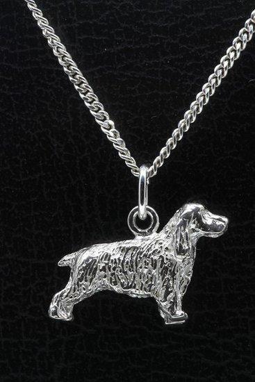 Zilveren Field spaniel ketting hanger - groot, Sieraden, Tassen en Uiterlijk, Kettinghangers, Verzenden