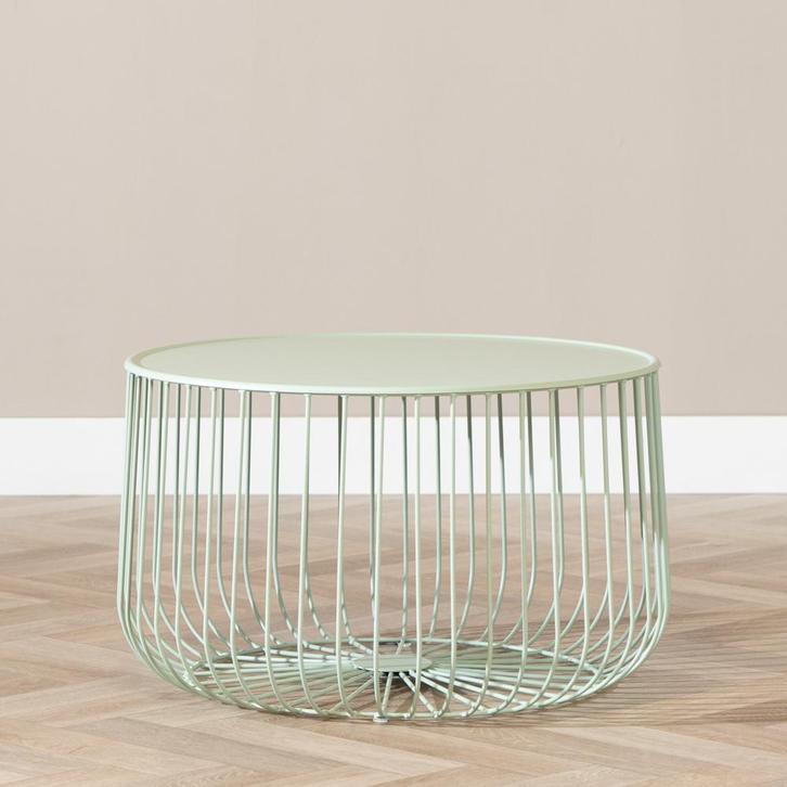 40% Korting: Salontafel Senna metaal lichtgroen, Huis en Inrichting, Tafels | Salontafels, Zo goed als nieuw, Rond, Ophalen