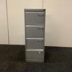 Dossierkast, 4 lades (hxbxd) 132x47x62 cm, grijs metaal
