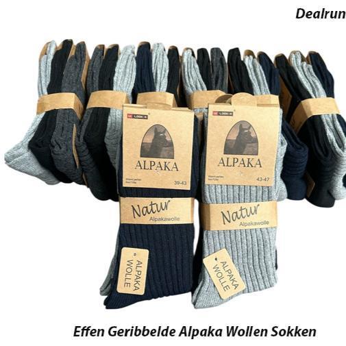 3 Paar Effen Geribbelde Alpaka Wollen Sokken, Kleding | Heren, Sokken en Kousen, Nieuw, Verzenden