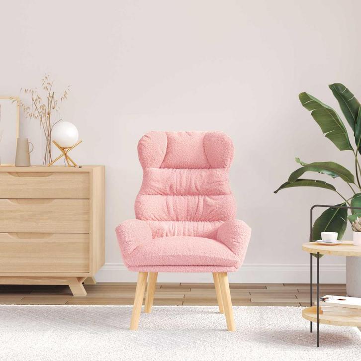 vidaXL Fauteuil Roze 69 x 74 x 93 cm Sherpa Stof, Huis en Inrichting, Fauteuils, Nieuw, Verzenden