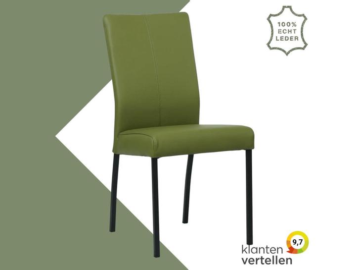 Leren eetkamerstoel Comfort - Toledo Apple Green (groen) -, Huis en Inrichting, Stoelen, Eén, Overige kleuren, Nieuw, Leer, Ophalen of Verzenden