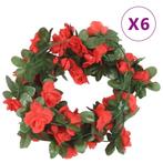 vidaXL Kerstslingers met bloemen 6 st 250 cm lente rood, Verzenden, Nieuw