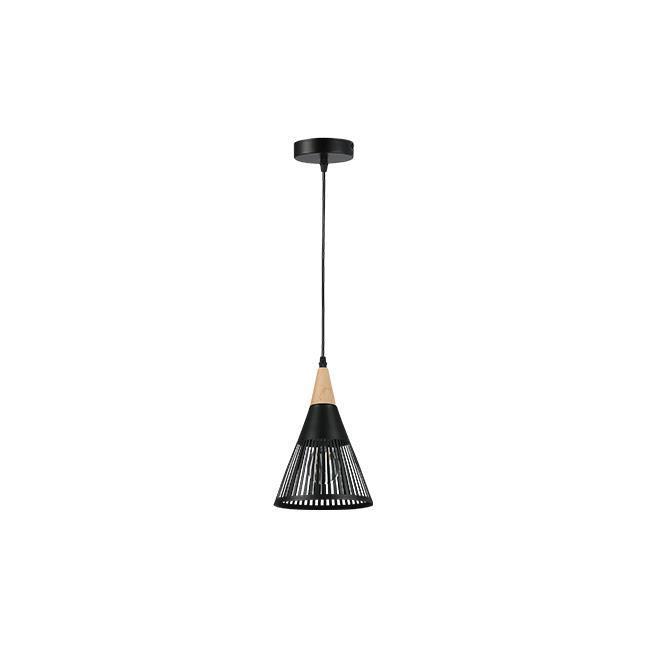 Hanglamp | Celestia | Ø10,5 cm | 1-lichts | Zwart/Hout, Huis en Inrichting, Lampen | Hanglampen, Nieuw, 50 tot 75 cm, Ophalen of Verzenden