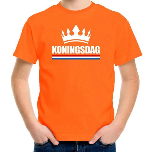 Koningsdag met een kroon shirt oranje kinderen - Koningsda.., Hobby en Vrije tijd, Feestartikelen, Ophalen of Verzenden