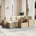 vidaXL 7-delige Loungeset met kussens poly rattan beige, Verzenden, Nieuw, Loungeset