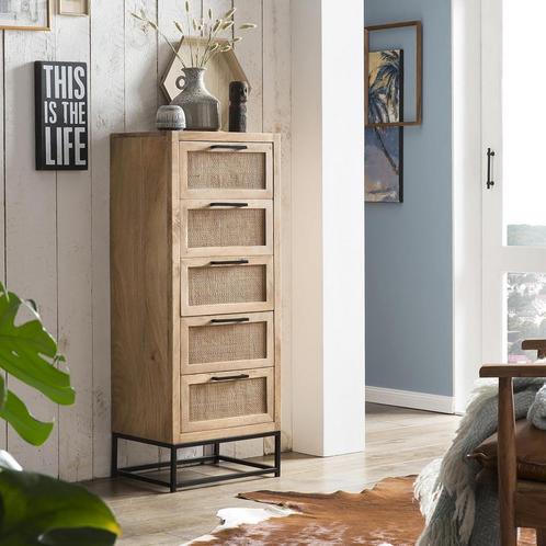 *WOONWINKEL* Ladekast Mangohout En Rotan, Huis en Inrichting, Kasten | Ladekasten, Nieuw, Verzenden