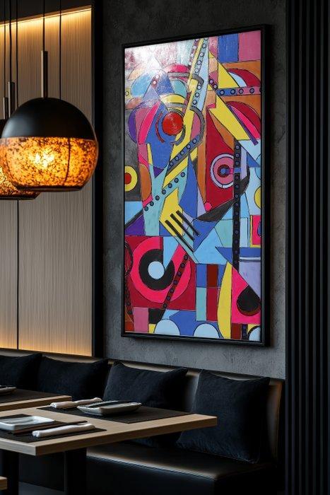 Ksavera - Cubism A1318 - abstract painting on XXL canvas, Antiek en Kunst, Kunst | Schilderijen | Modern
