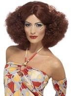 70s pruik curly bruin, Ophalen of Verzenden, Nieuw