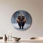 Bizon in de sneeuw - Muurcirkel - ø 60 cm +Ophangset, Verzenden, Nieuw, Print