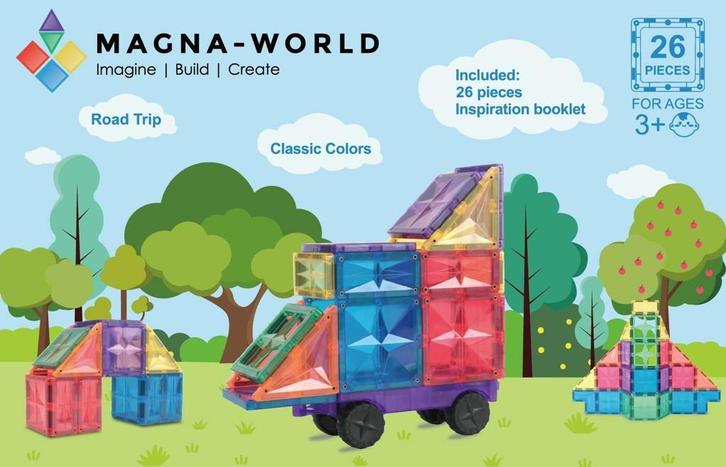Magna-World Classic 26 stukjes | Magnetische Bouwstenen, Kinderen en Baby's, Speelgoed | Bouwstenen, Nieuw, Overige merken, Verzenden