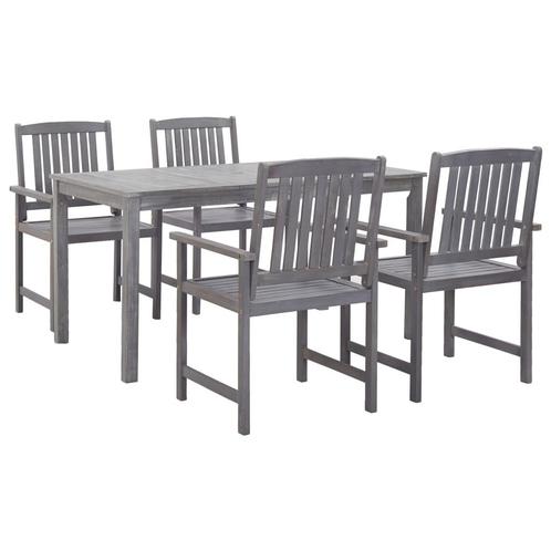 vidaXL 5-delige Tuinset massief acaciahout grijs, Tuin en Terras, Tuinsets en Loungesets, Tuinset, Nieuw, 4 zitplaatsen, Hout