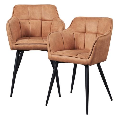 Eetkamerstoel Birmingham set van 2 fauteuils 81x57x53 cm bru, Huis en Inrichting, Stoelen, Nieuw, Verzenden
