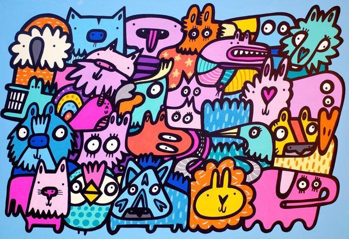 Kev Munday - A Stampede!, Antiek en Kunst, Kunst | Schilderijen | Modern