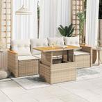 vidaXL 5-delige Loungeset met kussens poly rattan en, Verzenden, Nieuw, Rotan, Loungeset