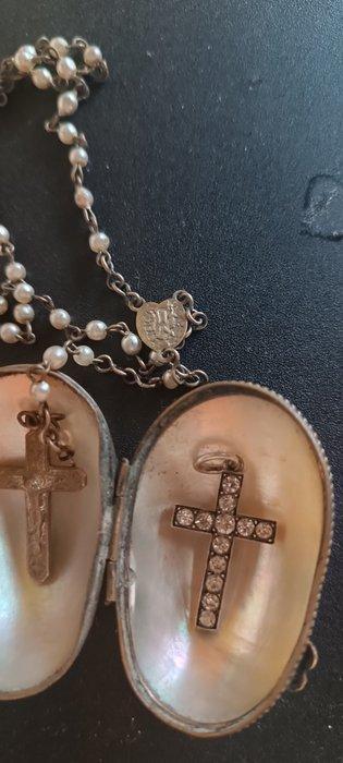 Moereneieren doos + Antieke minihoutje + 1 Kruis + 1, Antiek en Kunst, Antiek | Boeken en Bijbels