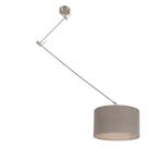 Hanglamp staal met kap 35cm taupe verstelbaar - Blitz, Nieuw, Overige materialen, Modern, 75 cm of meer