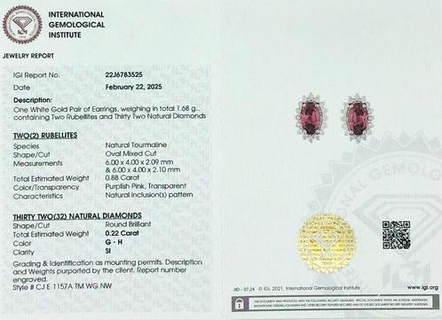 Oorbellen - 14 karaat Witgoud - 1.10ct. tw. Toermalijn -, Sieraden, Tassen en Uiterlijk, Oorbellen