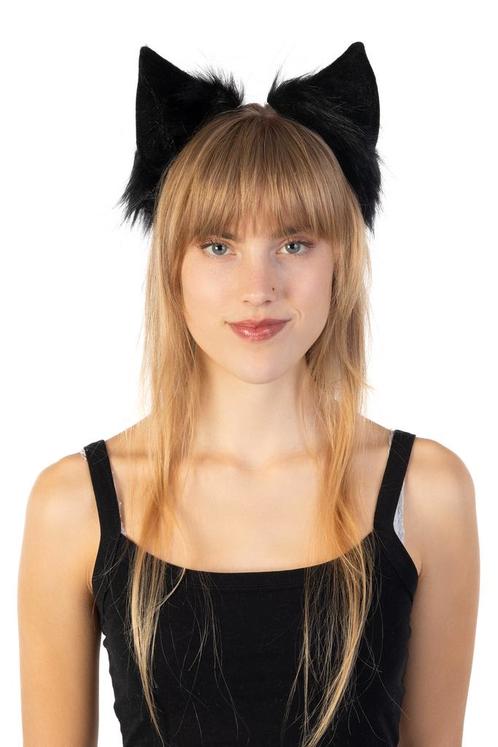 Haarband Furry Oortjes Zwart Kat Poes Vos Diadeem Dons Diere, Kleding | Dames, Carnavalskleding en Feestkleding, Accessoires, Nieuw