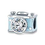 Vibes by Kay | Fotocamera Bedel Charm lichtblauw met Zirkoni