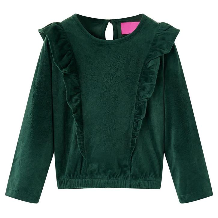 vidaXL Kinderblouse met ruches 140 donkergroen, Kinderen en Baby's, Kinderkleding | Overige, Nieuw, Verzenden