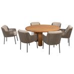 Corsica Bernini dining tuinset 160 cm rond 7 delig teak, Ophalen of Verzenden, Nieuw